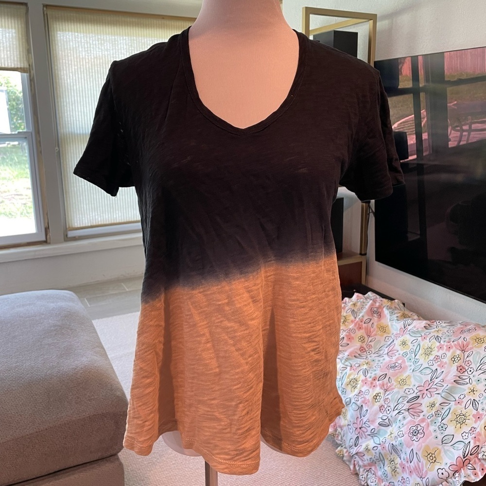 ATM Anthony Thomas Melillo Dip Dye Slub Jersey Boyfriend V Neck Tee XS/S - Picture 3 of 12